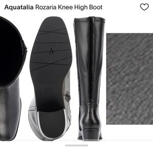 NEW WITHOUT BOX Aquatalia Rozaria Black Leather Water Resistant Knee High Boot